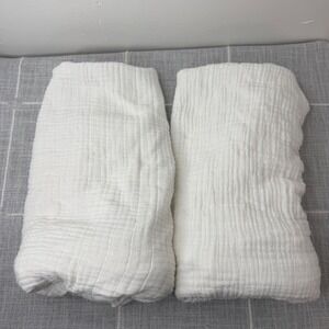 Babyletto SET of TWO Mini Crib Sheets GOTS Certified Organic Muslin Cotton White